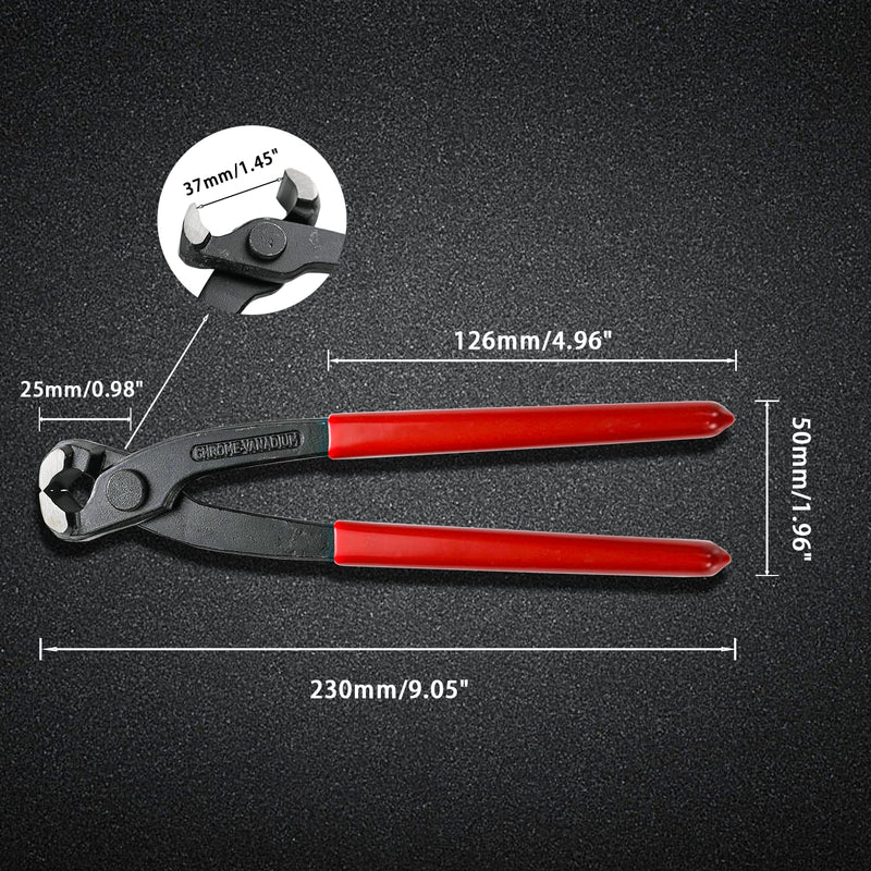 AKIHISA 9 inch Ear Clamp Pliers, Chrome Vanadium Steel Crimper Tool, Nail Remover, Pincer Crimper Tool for Pipe Hose Clamps