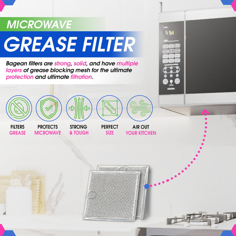 Microwave Filter replacement 6.81" x 6.34" Fits GE WB02X11534 Samsung DE63-00666A Microwave Grease Filter - Freshens and Filters Kitchen Air Entering the Over-the-Range Oven Stove Fan (2-Pack) 1
