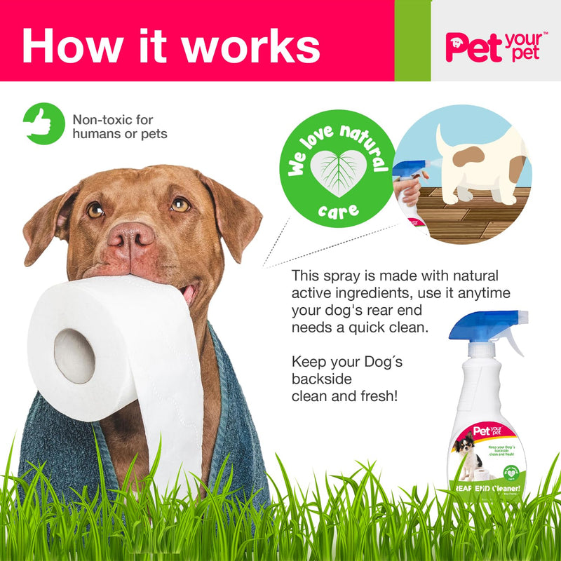 Rear End Cleaner – Safe Dog Butt Spray to Keep Your Dog’s Backside Clean & Fresh – No Rinse Dog Spray Made with Natural Ingredients - PawsPlanet Australia