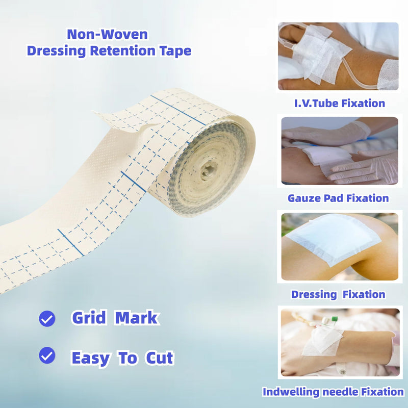 Non-Woven Dressing Retention Tape,4InchesX11Yards,Gentle Adhesive Bandage, Hypoallergenic and Breathable,Medical Grade Wound Dressing Tape Sensitive Skin for Wound Care（Pack of 1Roll） 4InchesX11Yards 1