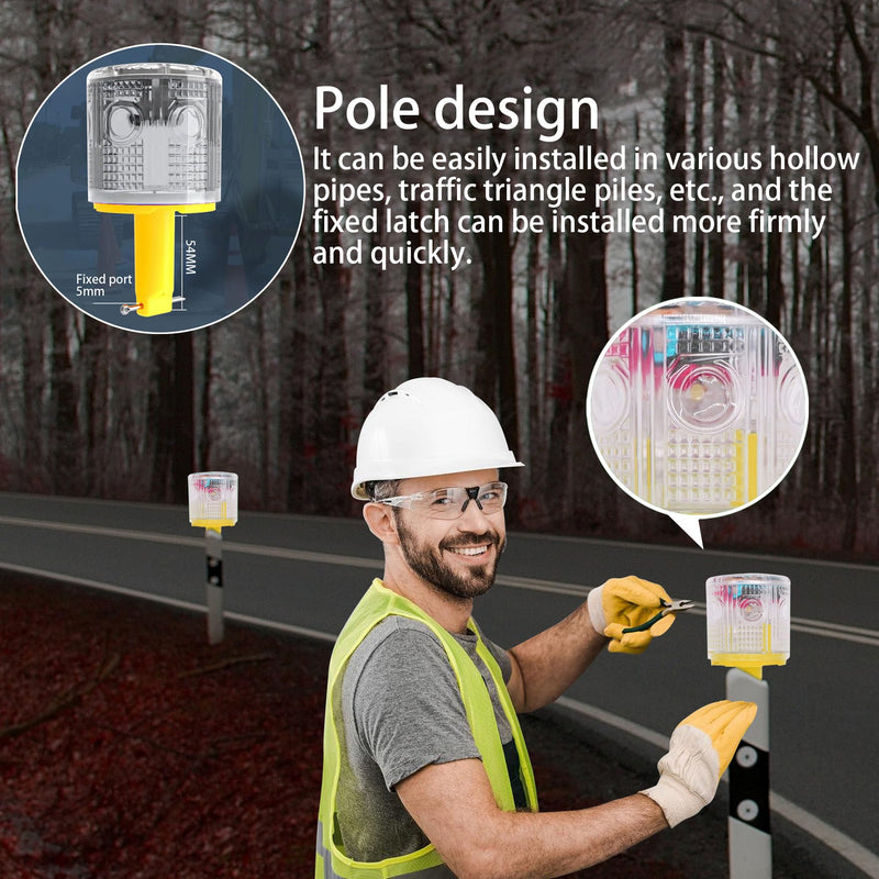 Solar Strobe Warning Light: Flashing Super Bright 360 Degree, Automatically Turn On&Off, Traffic Light Emergency Strobe Lightfor Construction, Dock, Marine,Crane Tower, Factory (White) Model A White