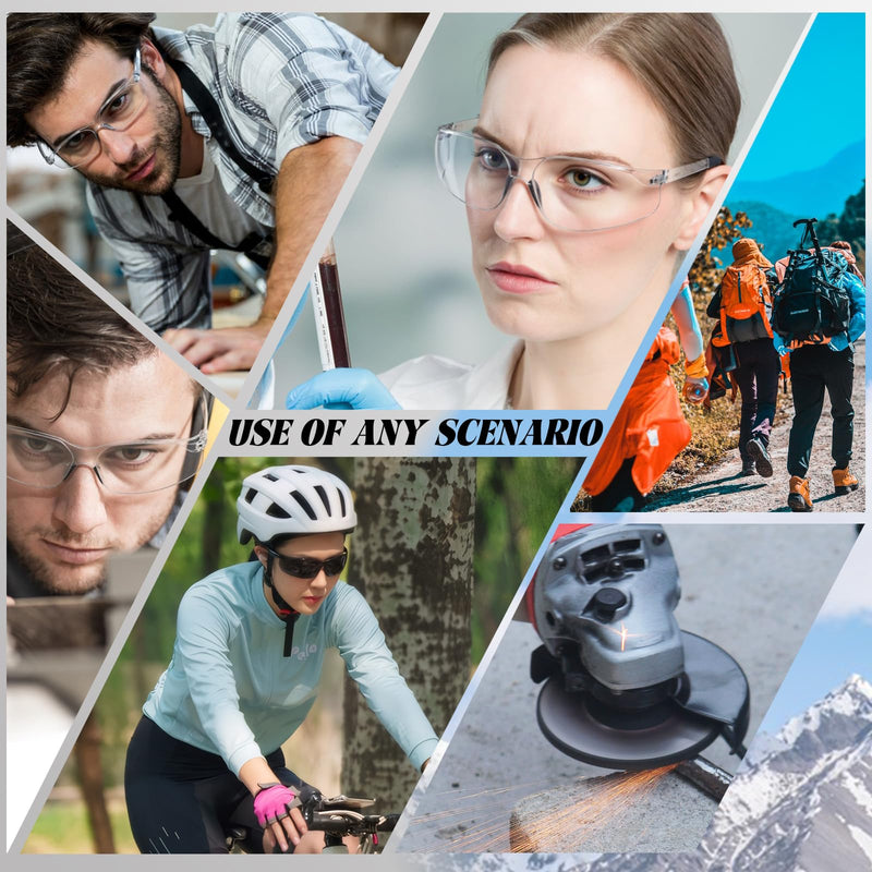 MIUSKATL Safety Glasses, ANSI Z87.1 Safety Resistant Scratch Men Women, Bulk Eye Protection for Work, Lab, Outdoors 52 Clear+grey