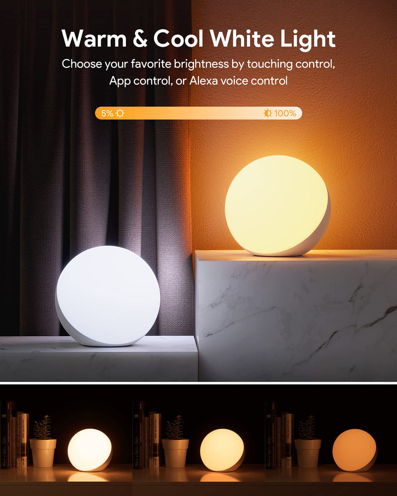 Hifree Smart Table Lamp, Dimmable Desk Lamp with App/Voice Control, LED RGB Color Changing Touch Lamp, Night Light for Bedroom Compatible with Alexa Touch + APP + Voice Control