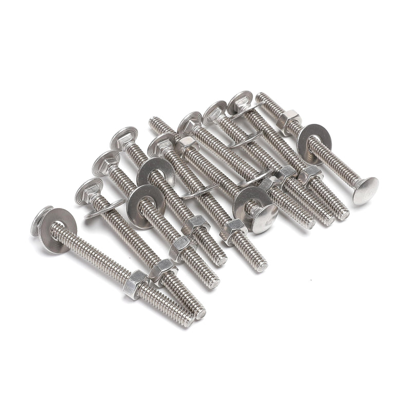 (10 Sets) 1/4-20 x 2-1/2" Carriage Bolts and Nuts Kit, Round Head Square Neck Screws, Stainless Steel 18-8 (304) 1/4-20 x 2-1/2(10 SETS)