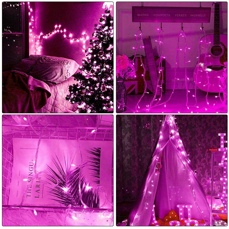 ILLUMINEW 300 Led Pink String Lights Outdoor Waterproof Christmas Decorations, 108 Ft Pink Valentine Day Lights for Bedroom, 8 Modes Plug in Fairy Lights for Outside, Pink Room Decor 300Led-Pink