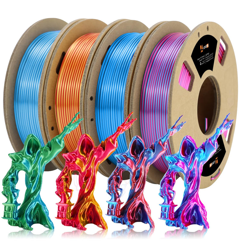8 * 200g PLA Printer Filament 1.75mm, Tricolor Bundle& Dualcolor Bundle, Dimensional Accuracy +/-0.02mm, 2 Pack