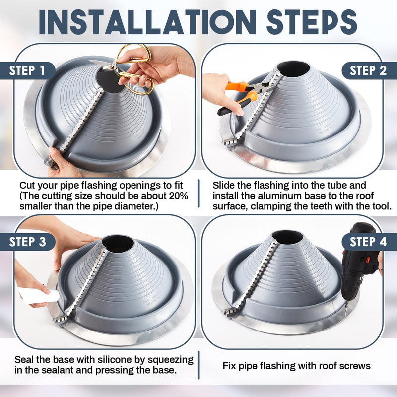 1 Pack #3 Epdm Roof Pipe Flashing Boots 3-1/4" - 10" Pipe Flexible Metal Roof Vent Pipes Flashing, Retrofit Roofs Jack Boot with Aluminum Base for Metal Roofs Repair 1 Pipe Diameter 3-1/4" - 10"
