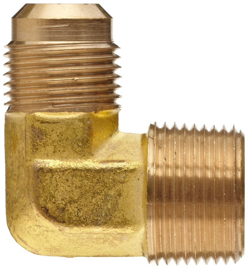 Anderson Metals - 54049-0606 Brass Tube Fitting, 90 Degree Elbow, 3/8" Flare x 3/8" Male Pipe 3/8" Flare x 3/8" NPT Male