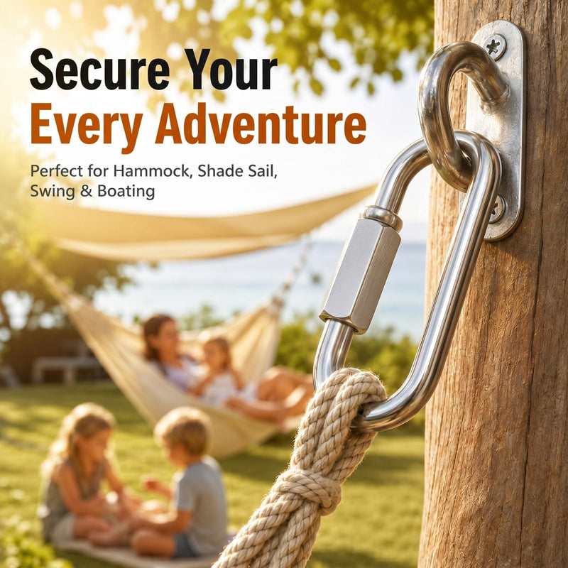 8 Pack 5/16" 316 Stainless Steel Heavy Duty Quick Links D-Shape Locking Chain Connectors 875-2300 Lbs Working Load Marine Grade Safety Links for Towing Marine Camping Industrial Use 5/16"