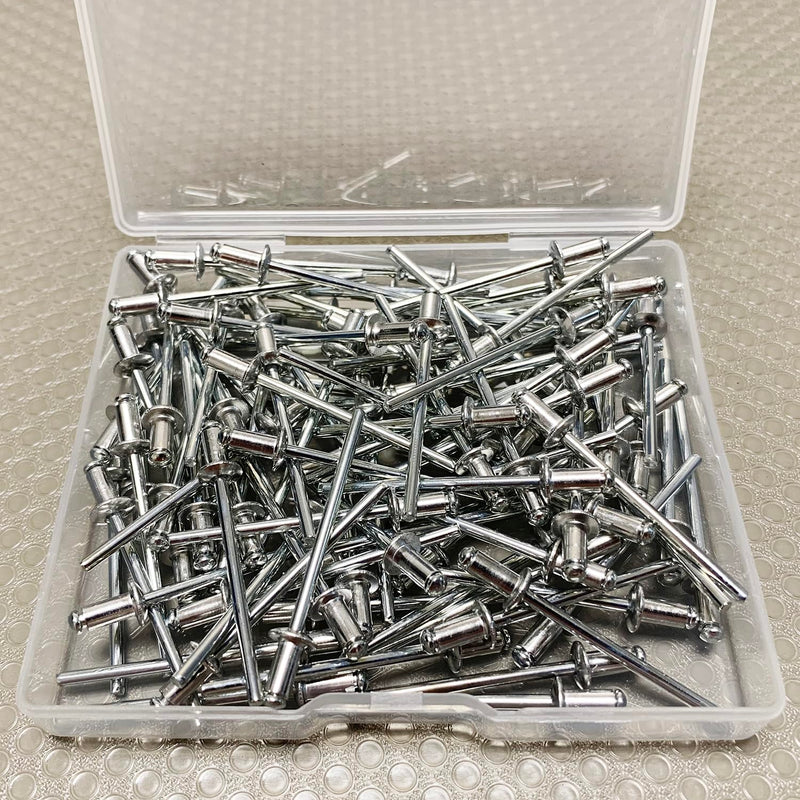 Maozaa 100 PCS 1/8" x 1/4" Aluminum Blind Rivets, 3.2 x 6mm Pop Rivets, Silver 1/8" x 1/4"