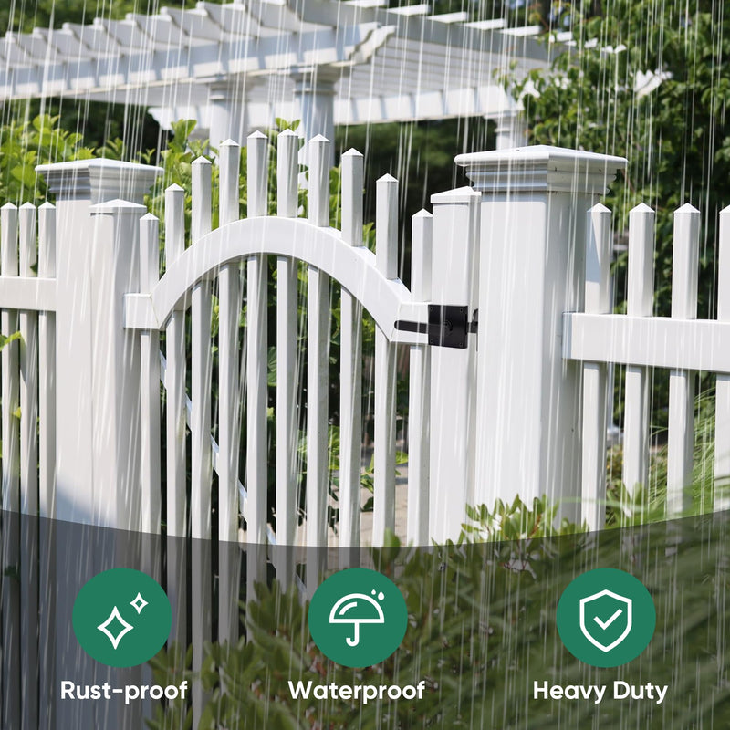 JUBEST Double Side Gate Latch, Heavy Duty Swinging Door Latch Gate Hardware for Left Inswing Outdoor Fence, Wooden Gates, Pool Gate, Backyard, Garden GL01
