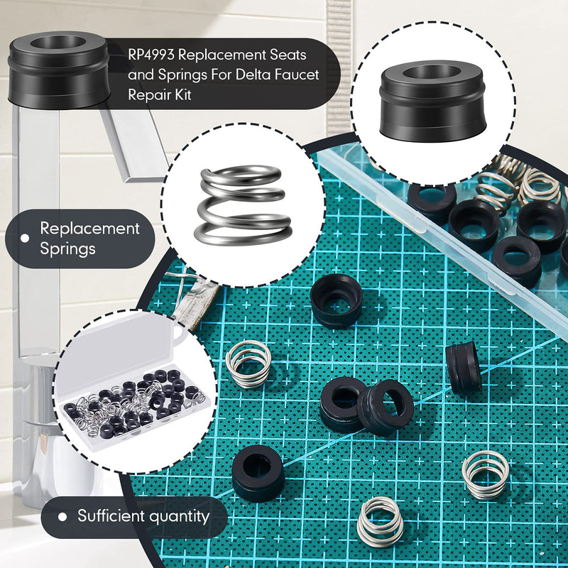 RP4993 Replacement Seats and Springs Faucet Repair Kit RP4993 Seats and Springs Compatible with Faucet Rod Replacement, Black (36 Pairs) 36