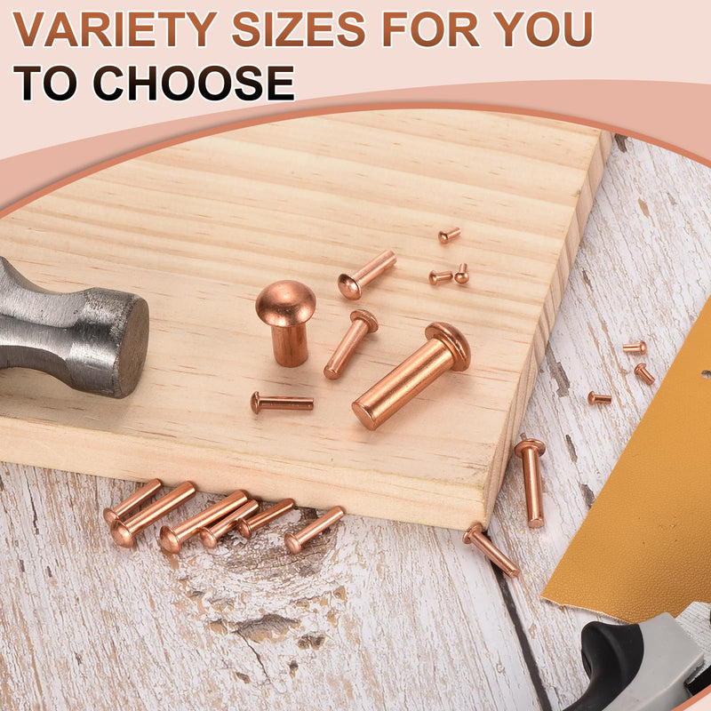 uxcell 30 Pcs Copper Solid Rivets, 5/16" x 63/64" Round Head Rivet Metal Fasteners Metal Stud Fasteners for Electrical Applications Copper Finish, Copper Tone 5/16" x 63/64"