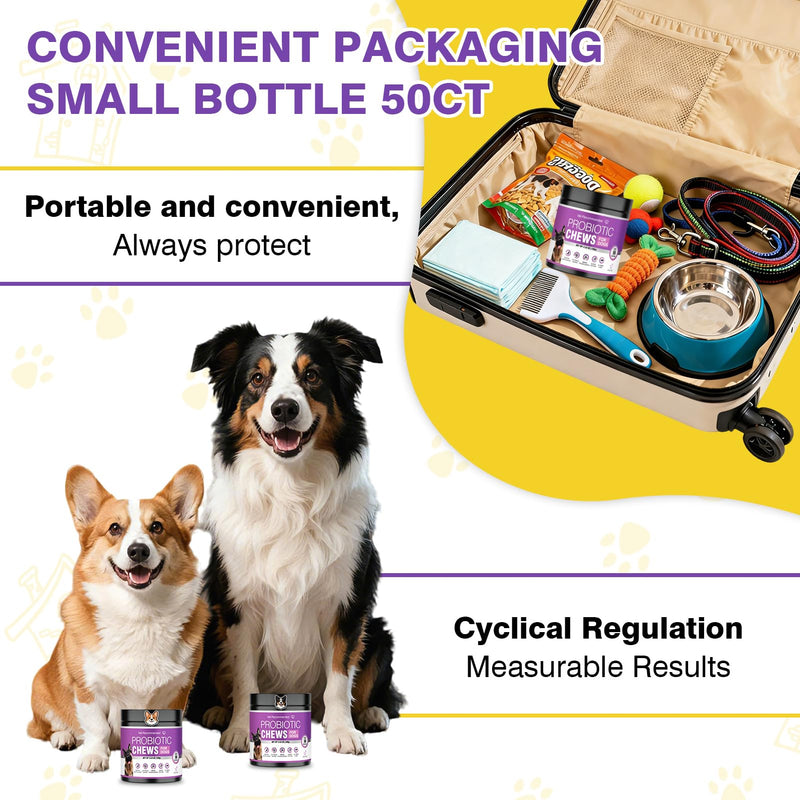 Probiotics for Dogs Dog Probiotics for Digestive Health Gut Health for Dogs Probiotic Dog Chews Probiotics for Dogs Immune Support Chicken Flavor 50ct