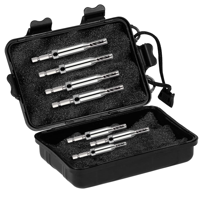 Self Centering Drill Bits Set for Hinges, Center Drill Bits VIX Bit Set with Black Plastic Storage Case for Wood Woodworking Door Window Cabinet Hinge Total 9 PCS (Silver)