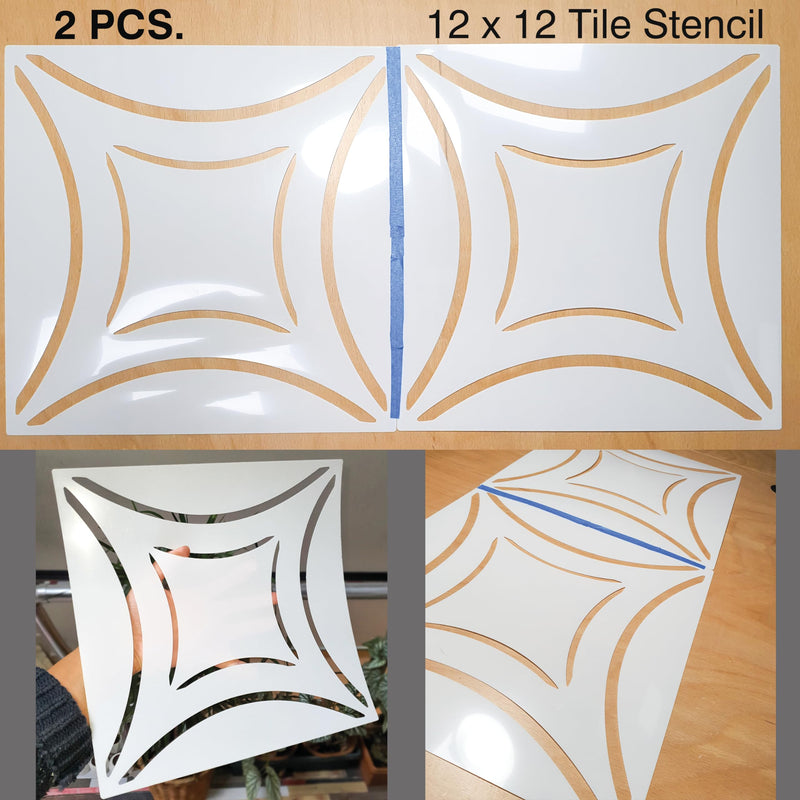 2 Pcs12 x 12" Tile Stencil Painting Stencil for Walls and Floors - Reusable - Stencils for Painting - Stencil for Home Decor (Design-5) Design-5