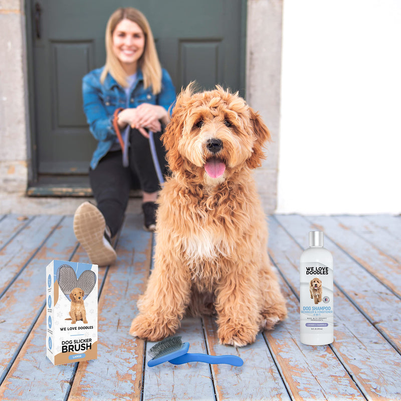 We Love Doodles Grooming Kit - Large Slicker Brush & Shampoo for Goldendoodles - PawsPlanet Australia