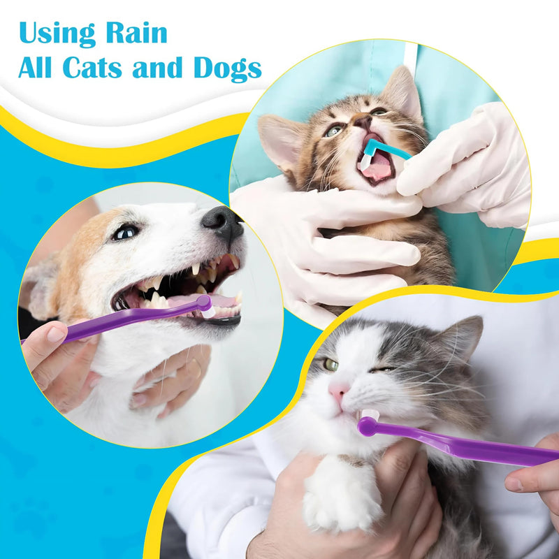 COOCOO BABY Dual Sided Cat Toothbrush Brush Cleaning Brush Dental Tools Cat Accessories Soft Toothbrush for Cats Round Kit with Toothpaste Function for Oral Care Teeth Cleaning Grooming Tool