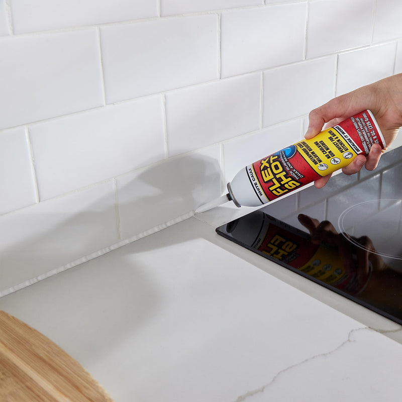 Flex Shot, 8 oz, Black, Flexible Rubber Silicone Sealant, Waterproof Caulk, UV Resistant, No Caulk Gun Needed, Perfect for Kitchen, Bath, Showers, Sinks, Baseboards 1 Pack