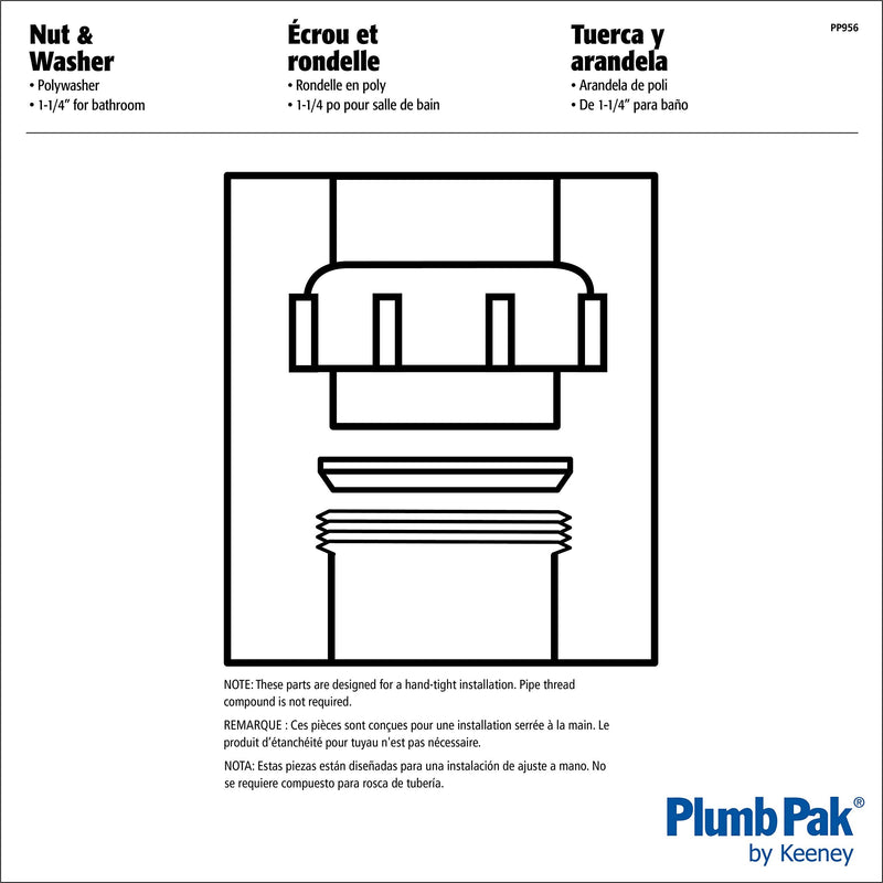 Plumb Pak PP956 Wing Nut Slip Joint 1/4-inch Washer, 1 Count (Pack of 2), White 1 Count (Pack of 2)