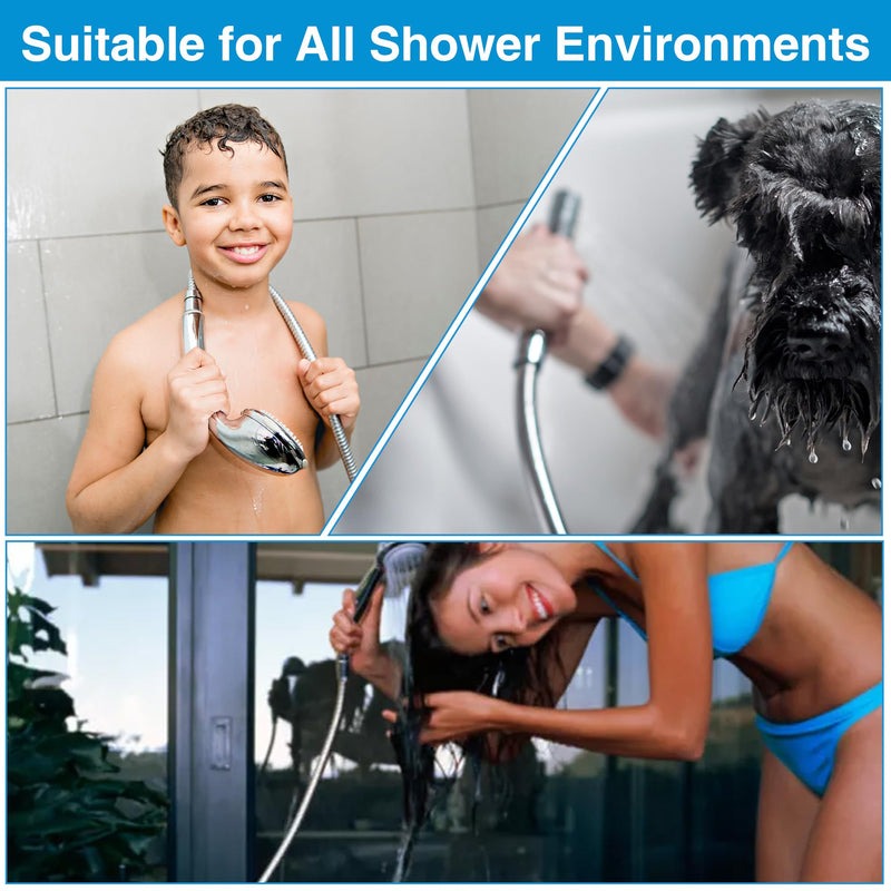 Dreyoo Shower Hose with Shower Hose Extension Connector, 39 Inch Handheld Shower Head Hose with Brass Insert and Nut, 1/2 to 1/2 Shower Hose Extender, Stainless Steel (Chrome) Chrome