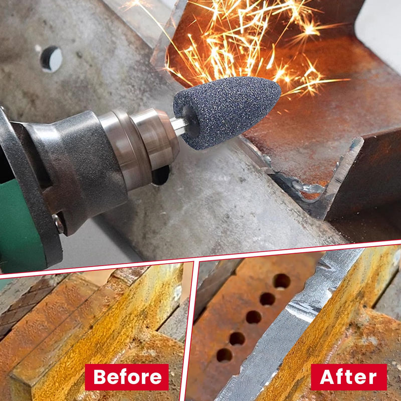 10Pcs Rotary Grinding Stone- 1/4'' Hex Shank Assorted Shape Abrasive Stone Mounted Grinding Point Sharpening Bits for Rotary Tool Drill, Grinding, Polishing