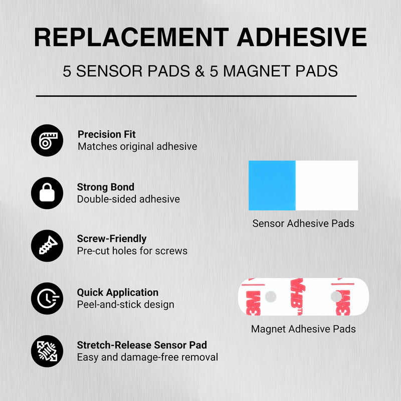 Replacement Adhesive for SimpliSafe Alarm Entry Sensors and Magnets – Strong Double-Sided Tape for Easy Installation (5 Sensor Pads & 5 Magnet Pads)
