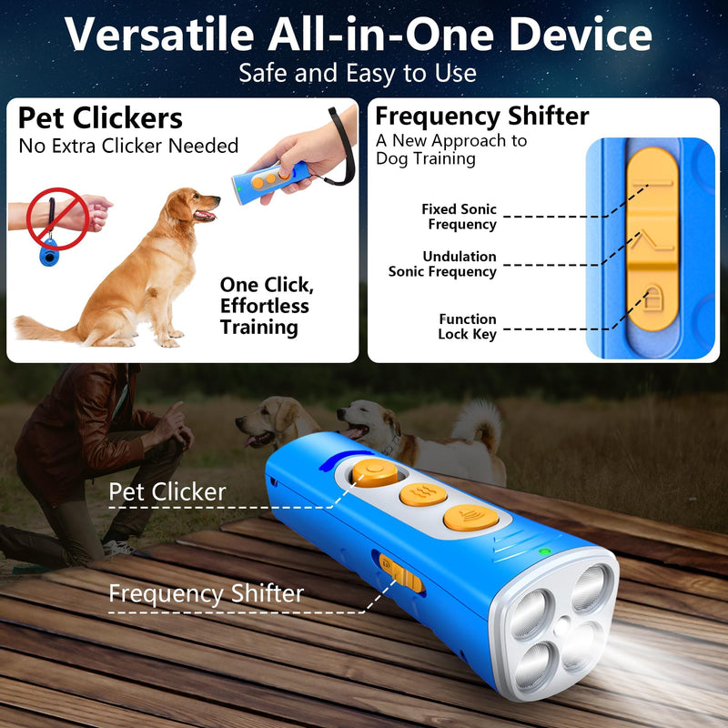 BONSO 2026 New Dog Bark Deterrent Device, 50ft Long-Range Ultrasonic Barking Control Device - Effective Anti-Barking Device to End Bad Behavior, Alternative to Shock Collars(Blue)