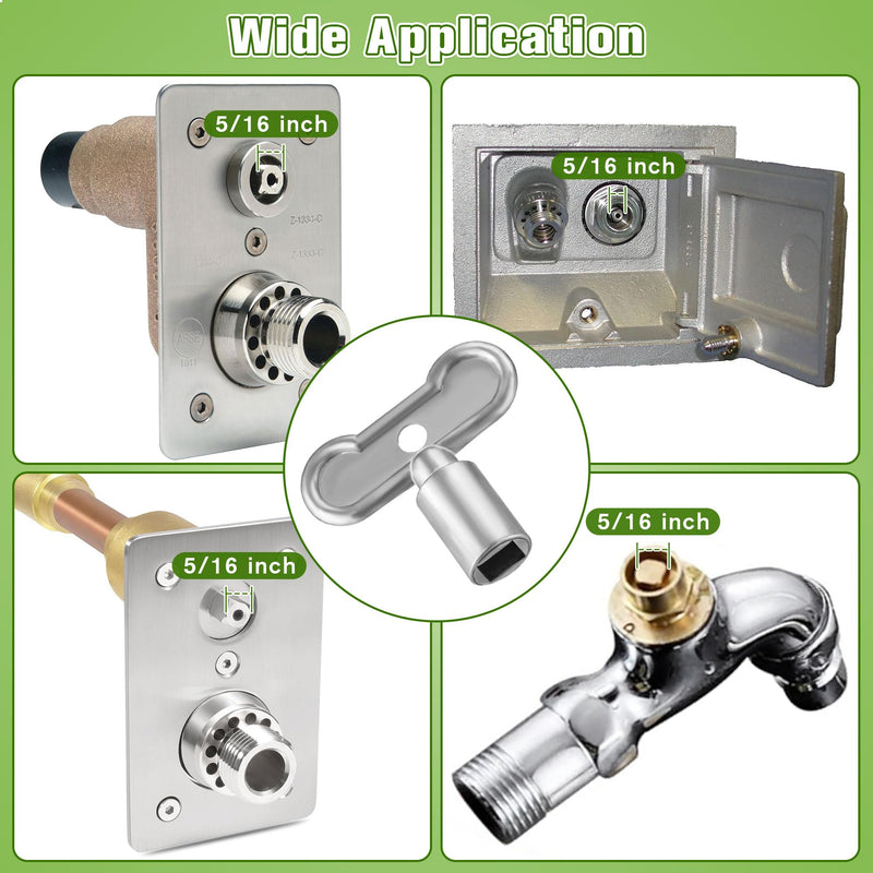 Enhon 3 Pack 5/16 in Sillcock Water Key Compatible with Danco 80132, Water Spigot Key, Square Stem Outdoor Faucet Handle Fits 8x8mm Square Broach Water Shut Off Key Valves Outdoor Hose Faucet Valve