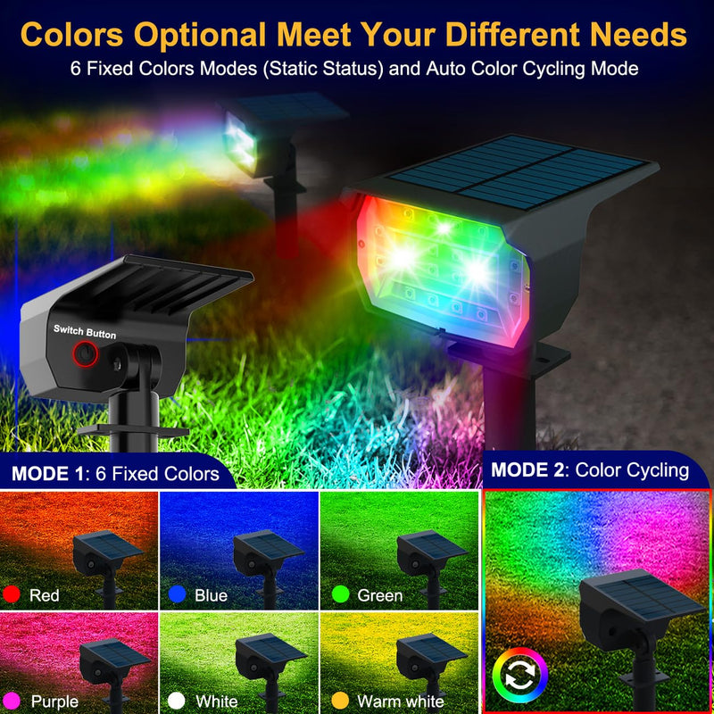 nipify 4 Pack Solar Spot Lights Outdoor Color Changing, 7 Modes Halloween RGB Solar Powered Waterproof Spotlight, Landscape Lighting for Outside Yard Garden Pathway Multicolor