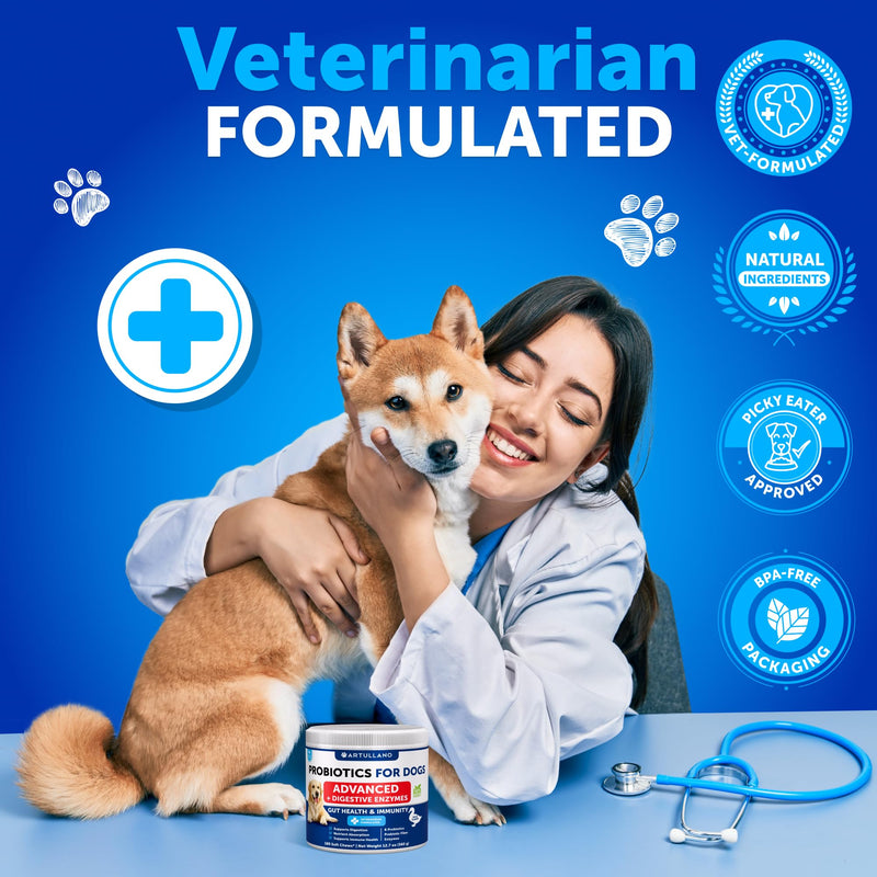 Probiotics for Dogs - Support Gut Health, Itchy Skin, Allergies, Immunity, Yeast Balance - Dog Probiotics and Digestive Enzymes with Prebiotics - Reduce Diarrhea, Gas - 180 Probiotic Chews for Dogs 180 Treats