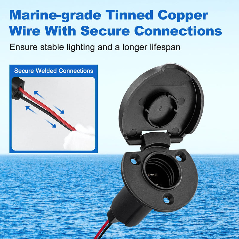Boat Stern Light Base,Anchor Light Base,Waterproof Navigation Lights for Pontoon,Marine,Yacht,Jon Boat (Threaded 90 Degrees) Threaded 90 degrees