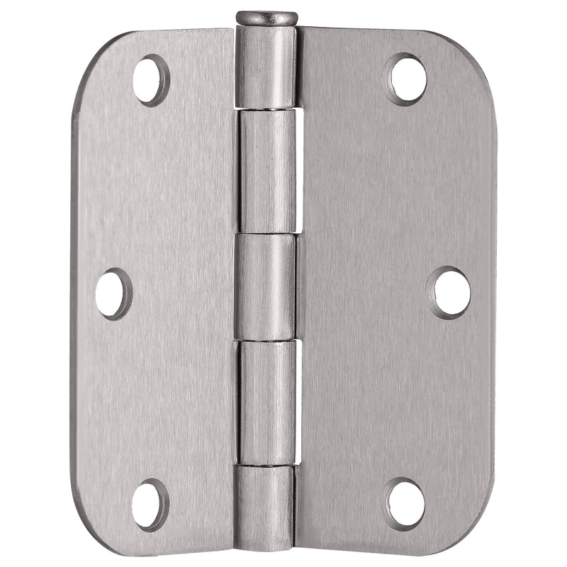 Design House 181412 Door Hinges for Interior Doors 5/8-inch Radius Steel Door Hinge Door Hardware, 3-1/2-inch x 3-1/2-inch, Satin Nickel, 3-Pack