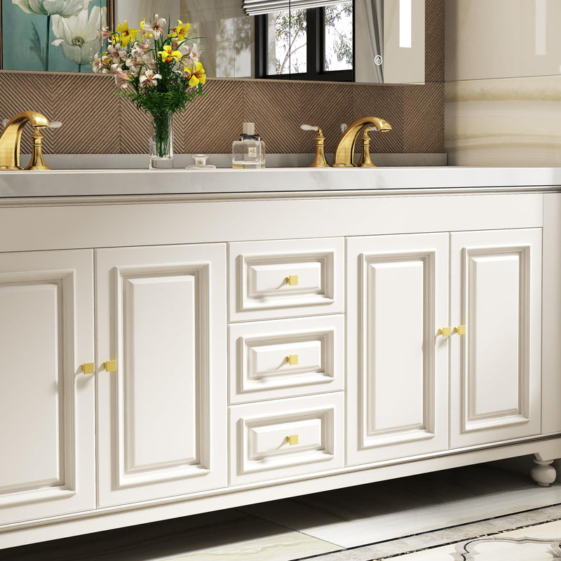 Haliwu 50 Pack Gold Cabinet Knobs Solid Drawer Knobs Gold & Square