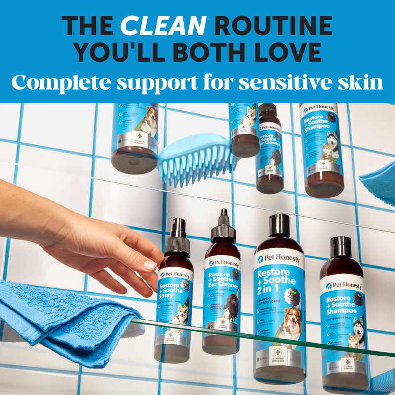 Restore + Soothe Ear Cleaner for Dogs & Cats – Gentle Dog Ear Cleaning Solution with Aloe Vera – Soothes Itching Ears, Irritation, + Aches, Supports Ear Health – Vet Recommended Pet Ear Cleaner – 4oz