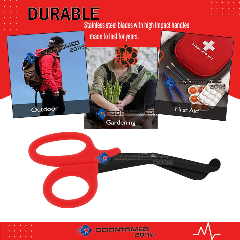 Red Fluoride Coated Trauma Paramedic EMT Shears Scissors 7.5" (ODONTOMED2011 Brand)