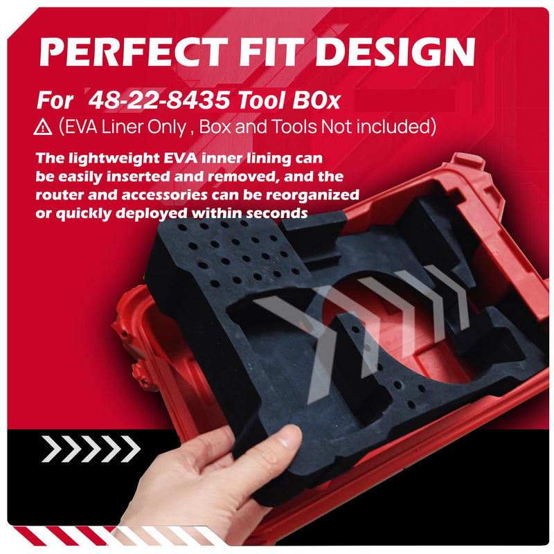 Precision-Cut EVA Foam Insert for Router Storage | Fits Packout Organizer for 48-22-8435 Packout Tool Box | EVA Foam Insert with Accessory Slots | (Tool/Tool Box Not Included) 2723-20