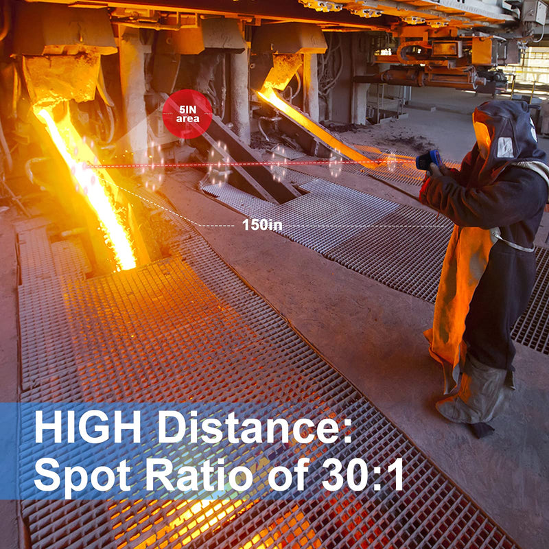 BTMETER Infrared Thermometer Laser Temperature Gun 30:1, -58°F to 2732°F | Non-contact Industrial IR Pyrometer for high-temp surface measure Cooking Meat Food, Adjustable Emissivity(Not for Human)