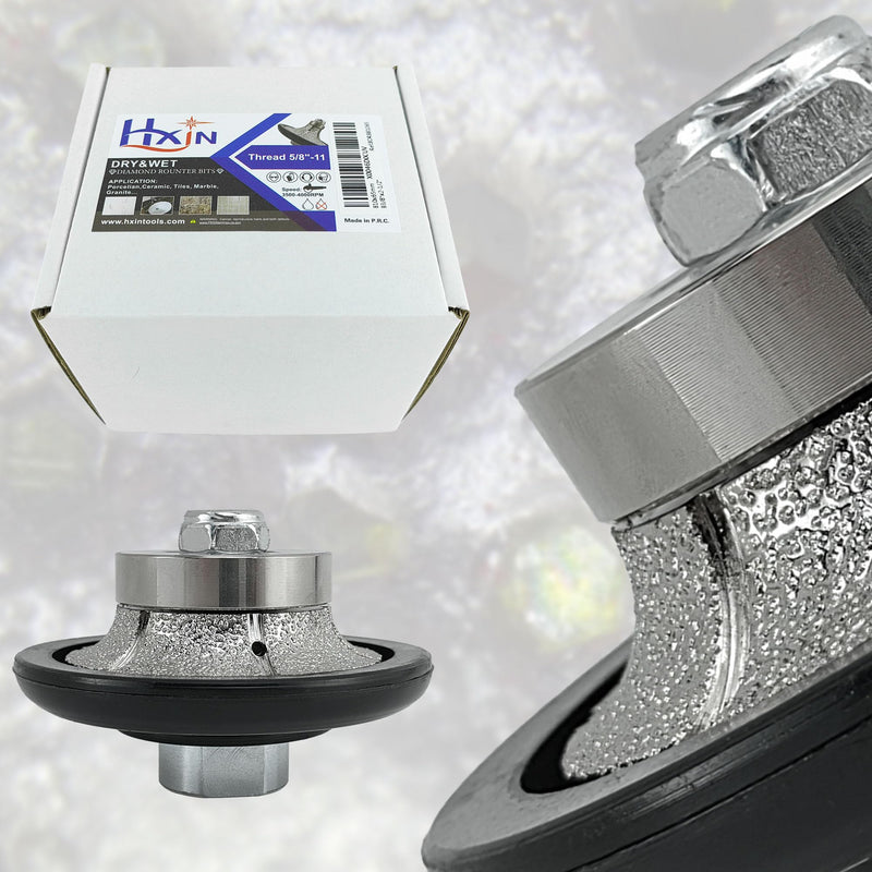 Vacuum brazed Diamond Profile Wheel Diamond Router Bit Chamfer Bit for Dry or Wet Profiling Porcelain Tile Ceramic Granite Marble Stone with 5/8"-11 Use on Angle Grinder B1065 (3/8" x 2-1/2") B1065 (3/8" x 2-1/2") B Half-Bullnose