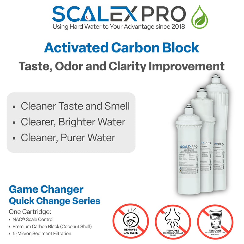 Game Changer 10in Water Filter Replacement – Prevents Limescale, Removes Chlorine & Odors – Fits Most Industry Standard QC Heads – SXP-10GCR – 4000 Gal Capacity