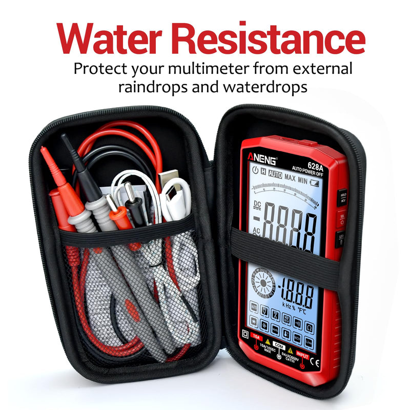 ANENG Multimeter,Digital Voltmeter Tester,TRMS 6000 Counts Rechargeable Meter Measures AC/DC Voltage,Current,Resistance,Capacitance,Temperature,Hz,NCV,Diode,Continuity Auto Ranging Electircal Tools Red