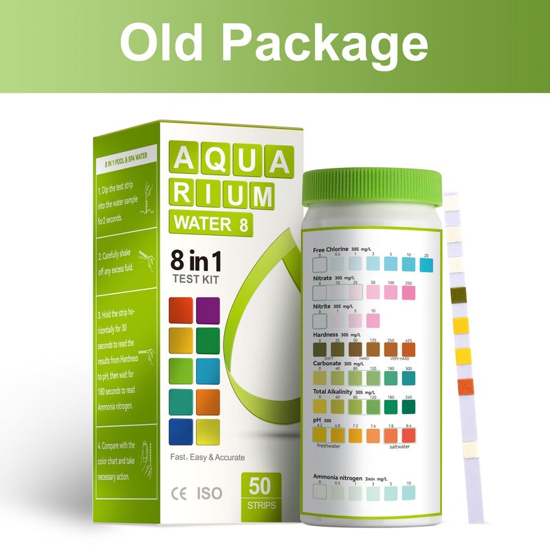 AAwipes 8-in-1 Aquarium Test Kit for Fish Tanks - Quick & Accurate Water Testing Strips for Aquariums & Ponds. Tests pH, Ammonia, Alkalinity, Hardness, Chlorine, etc. (K02-50) 50 Strips