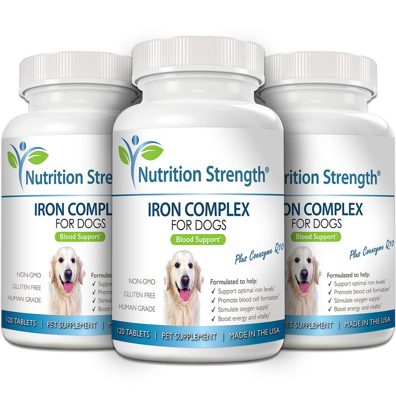 Iron for Dogs with Anemia to Support Blood Health, Blood Cell Formation & Oxygen Supply, Iron Supplement for Anemic Dogs + Vitamin C, Folate, Vitamin B12, 120 Chewable Tablets - PawsPlanet Australia