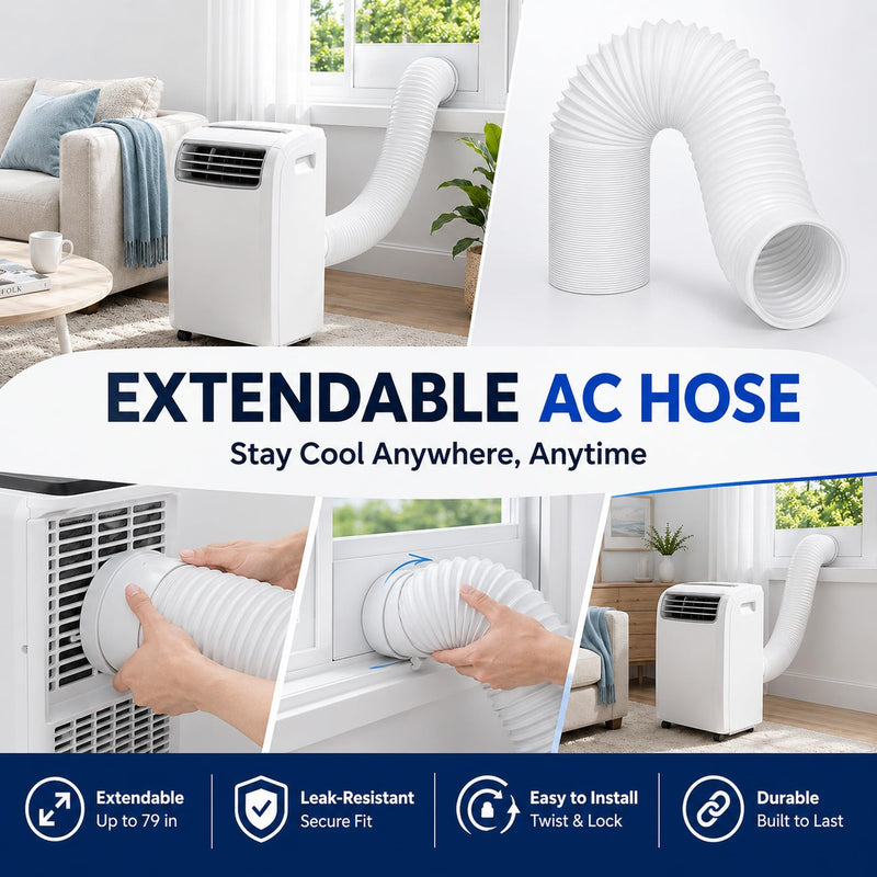 Portable AC Hose 5.9 Inch CounterClockwise, 59" Portable Air Conditioner Exhaust Hose Replacement with Steel Wire, Flexible AC Vent Hose for Delonghi LG Haier Whynter Portable AC Unit 59 Inches