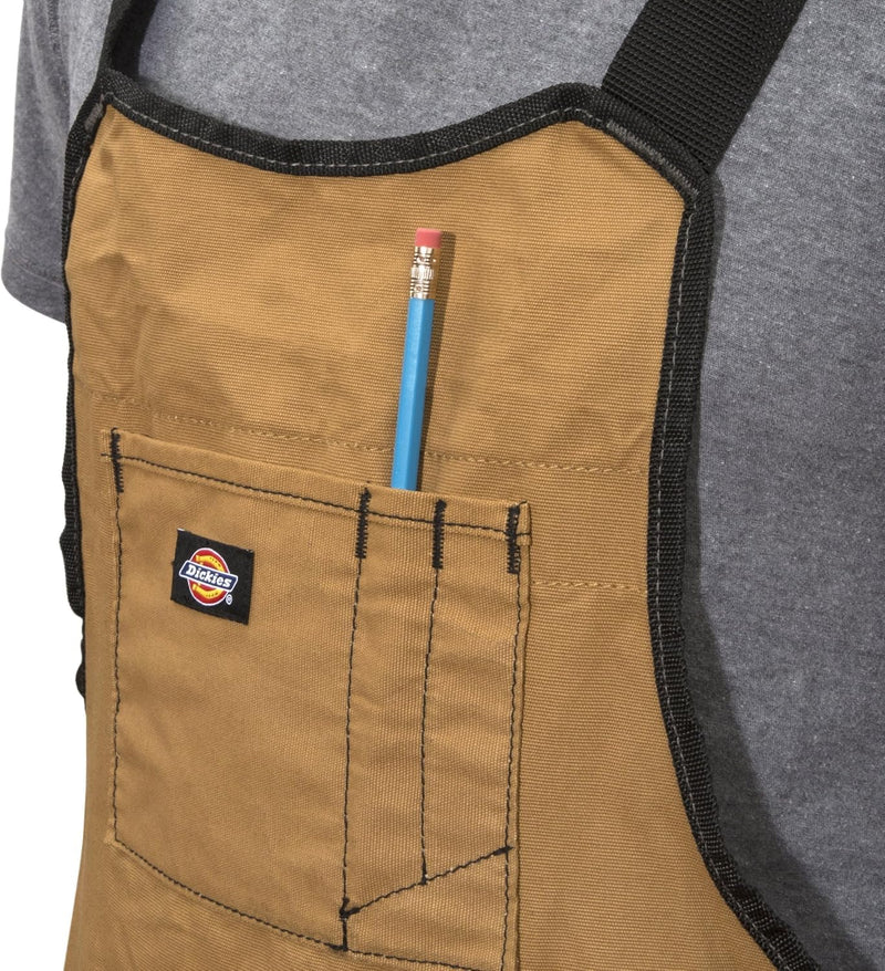 Dickies 16-Pocket Workshop Bib Apron, Durable Canvas Construction, Reinforced Edges, Adjustable Belt, Grey/Tan Tan