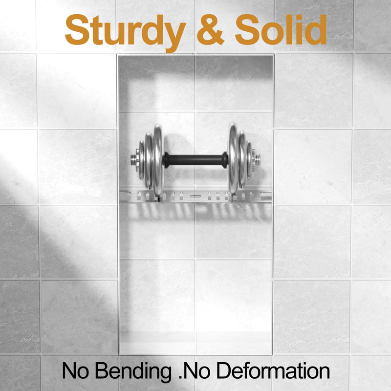 Neodrain Brushed Shower Niche Shelf, Fits 12 Inch Prefab Niches | 3mm Thick, Sturdy & Rustproof 304 Stainless Steel, Compatible with 1/8" Grout Lines, Fast Drainage,Tool-Free Drop-in, 1 Pack