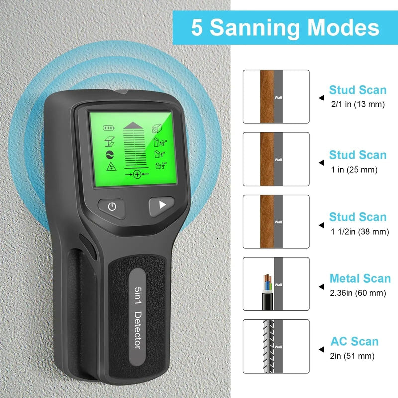 Stud Finder Wall Scanner - 5 in 1 Stud Detector with Intelligent Microprocessor Chip and HD LCD Display, Stud Sensor Beam Finders for Center and Edge of Wood AC Wire Metal Joist Pipe