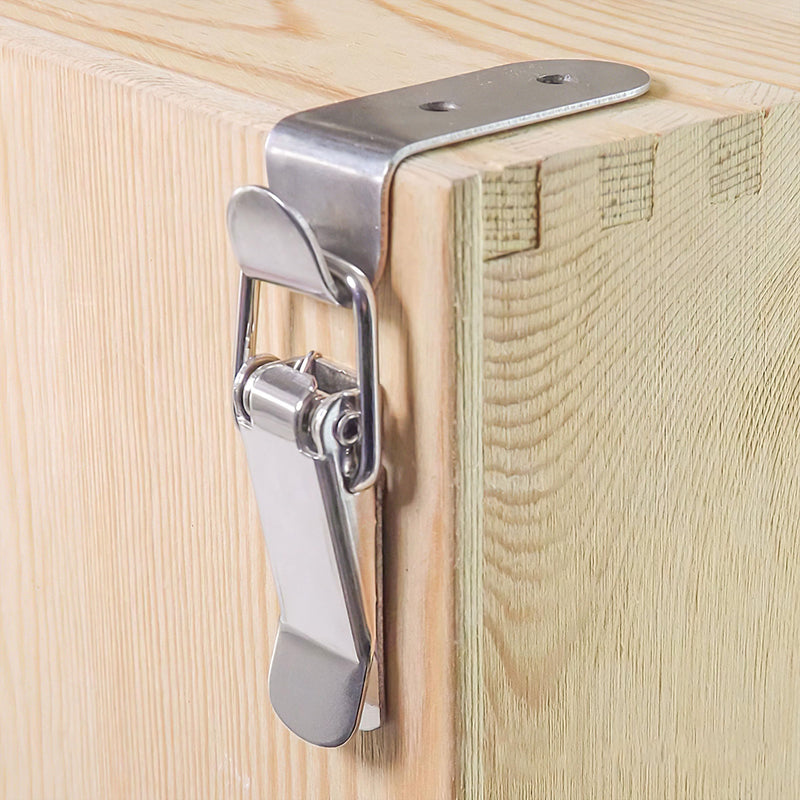 Lesnala 8 Pcs Stainless Steel 90 Degree Spring Toggle Lock Generic Latch with Mounting Screws for Box Cabinet Door Barn Wooden Case Toolboxes