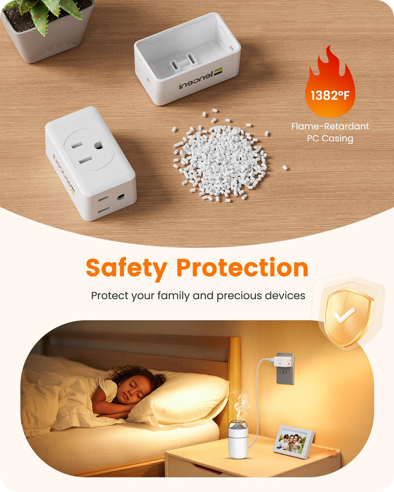 LENCENT 3 Prong to 2 Prong Adapter, Plug Extender, Wall Plug Splitter with 3 AC Outlets, Travel Power Adaptor for US to Japan Japanese Philippines-Type A, Cruise Ship Approved, 1875W Max, 2 Pack 2 Packs