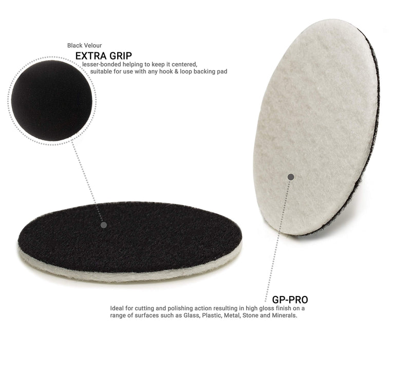 Glass Polish 6 inch (150mm) Pack of 10 Felt Polishing Pads for Polishing Glass, Plastic, Metal and Marble - GP11010